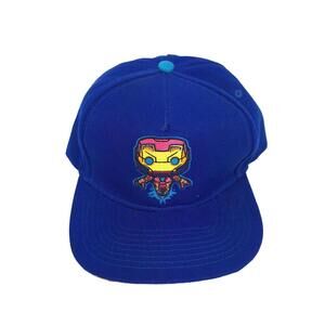 Marvel Funko Iron Man Flat Rim Blue Snapback Baseball Hat One Size‎ Excellent